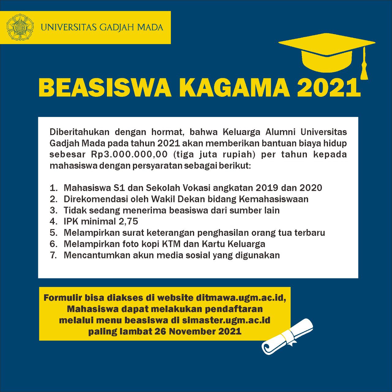 Beasiswa Kagama 2021 Direktorat Kemahasiswaan