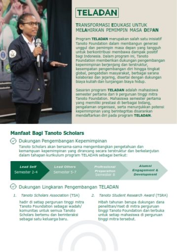 Penawaran Beasiswa Kepemimpinan Teladan Dari Tanoto Foundation