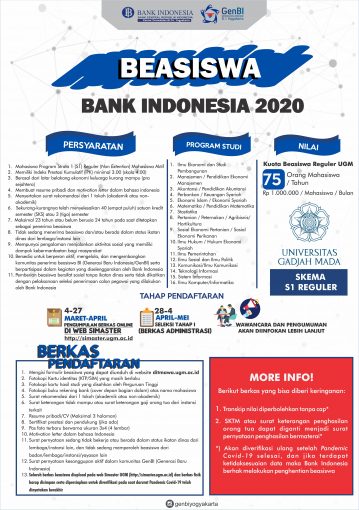 Penawaran Beasiswa Bank Indonesia Skema S1 Reguler Tahun 2020 ...