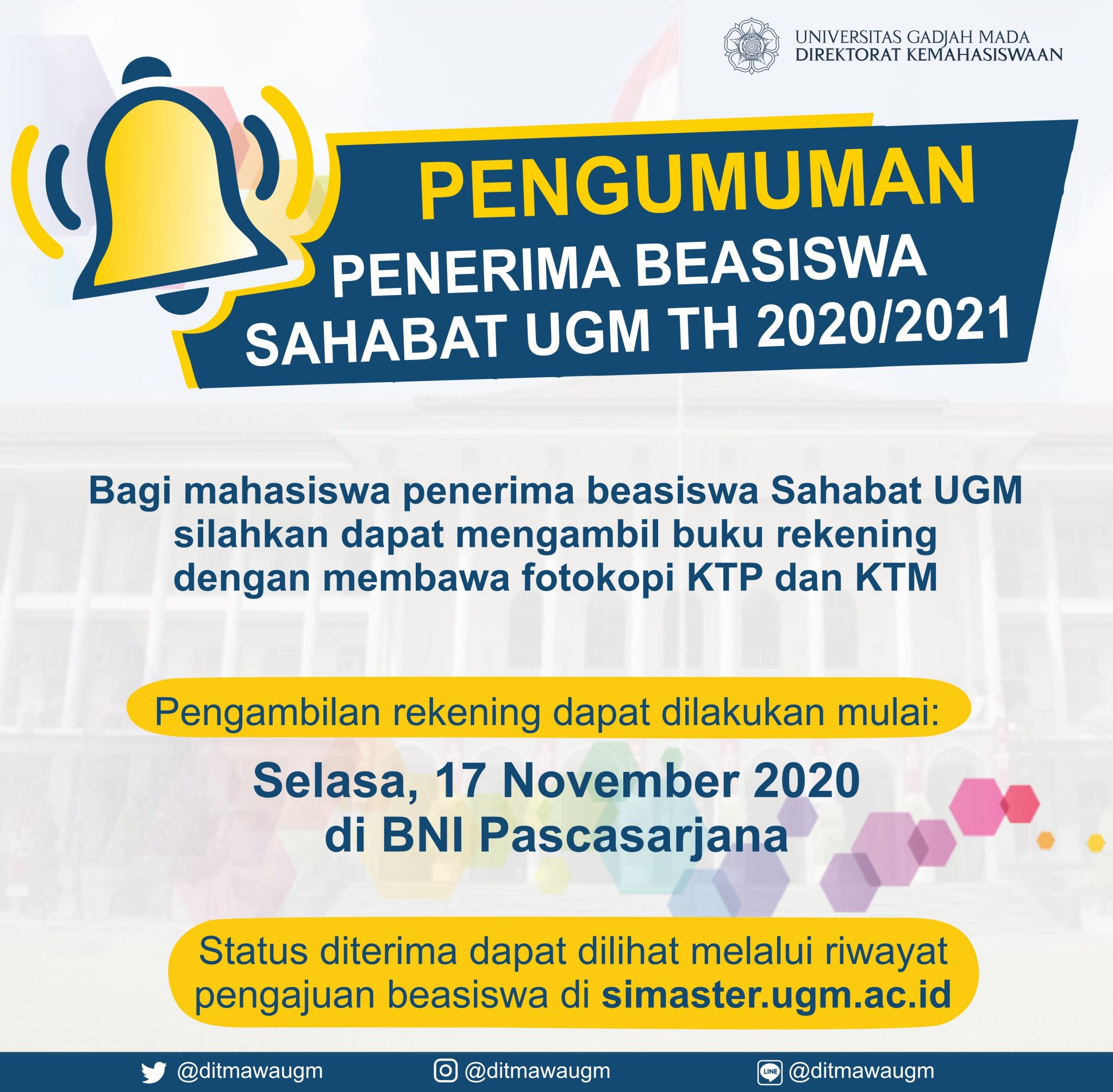 Pengumuman Penerima Beasiswa Sahabat UGM Tahun 2020/2021 – Direktorat ...