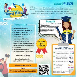 Beasiswa Bakti BCA 2022 – 2023 – Direktorat Kemahasiswaan