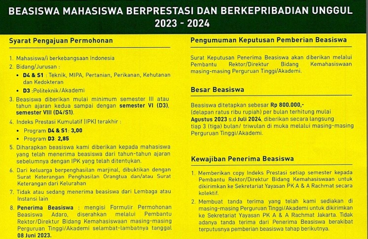 Penawaran Beasiswa Adaro Foundation 2023-2024 – Direktorat Kemahasiswaan